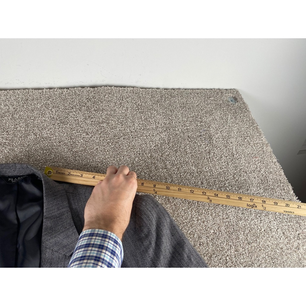 Jos A Bank Classic Collection Grey Herringbone 100% Wool Blazer Sport Coat 44L - Picture 10 of 14